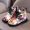 Cute Children Boots Floral Print Girl Lace Up Boots Waterproof Ankle Boots Side Zipper Booties(Toddler/Little Kids) (A, 8 Toddler) view 3