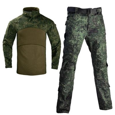 TOMITANY Men's Tactical Military Suits Long Sleeve Fitting Army Uniforms Combat Shirt and Pants with Knee Pads Russian Camo XXXXL
