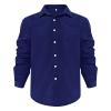 Mens Long Sleeve Cotton Linen Shirts Casual Roll-Up Sleeve Beach Shirts Loose Buttons Down Solid Plain Shirt (Medium,Blue) view 1