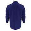 Mens Long Sleeve Cotton Linen Shirts Casual Roll-Up Sleeve Beach Shirts Loose Buttons Down Solid Plain Shirt (Medium,Blue) view 3