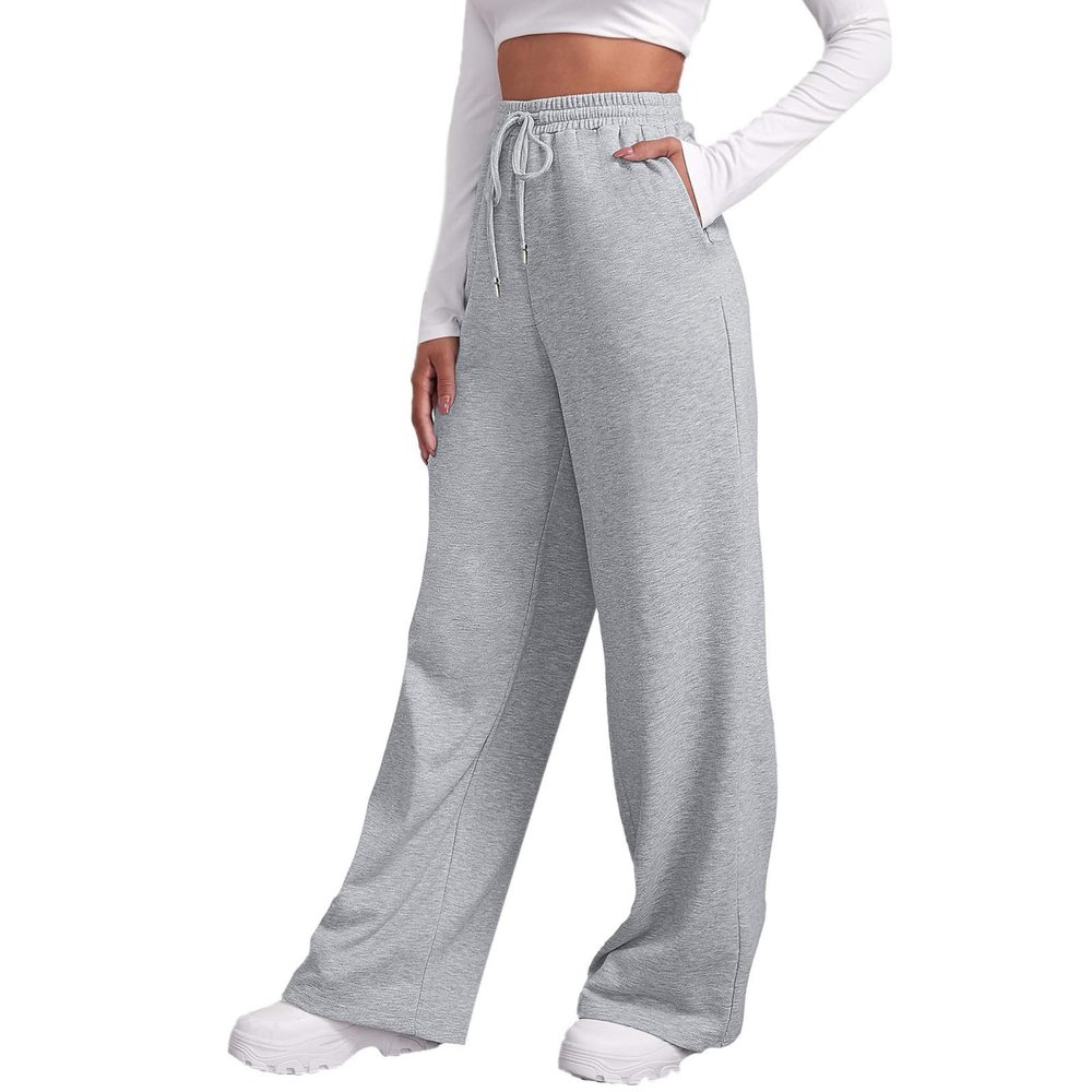 Women's Tracksuit Bottoms Sweatpants Teen Gilrs Wide Leg Joggers Pants Elastic High Waisted Sport Pants Straight Leg Drawstring Activewear Gym Workout Pants Grey X-Large