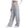 Women's Tracksuit Bottoms Sweatpants Teen Gilrs Wide Leg Joggers Pants Elastic High Waisted Sport Pants Straight Leg Drawstring Activewear Gym Workout Pants Grey X-Large view 1