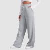 Women's Tracksuit Bottoms Sweatpants Teen Gilrs Wide Leg Joggers Pants Elastic High Waisted Sport Pants Straight Leg Drawstring Activewear Gym Workout Pants Grey X-Large view 3