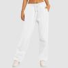 Wide Leg Joggers for Women Teen Girls Sweatpants Casual Straight Leg Jogging Pants Baggy Elastic High Waist Loose Sweats Joggers Workout Trousers White 3X-Large view 4