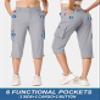 TACVASEN Womens Cargo Capris Pants Lightweight Hiking Capris with Pockets Water Resistant High Waisted Light Grey XXL view 2