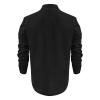 Mens Long Sleeve Cotton Linen Shirts Casual Roll-Up Sleeve Beach Shirts Loose Buttons Down Solid Plain Shirt (Large,Black) view 3