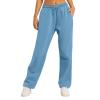 Women's Tracksuit Bottoms Sweatpants Teen Gilrs Wide Leg Joggers Pants Elastic High Waisted Sport Pants Straight Leg Drawstring Activewear Gym Workout Pants Blue Large view 2