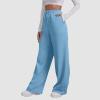Women's Tracksuit Bottoms Sweatpants Teen Gilrs Wide Leg Joggers Pants Elastic High Waisted Sport Pants Straight Leg Drawstring Activewear Gym Workout Pants Blue Large view 3