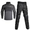 TOMITANY Men's Tactical Military Suits Long Sleeve Fitting Army Uniforms Combat Shirt and Pants with Knee Pads Black CP XXXXL view 1