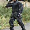 TOMITANY Men's Tactical Military Suits Long Sleeve Fitting Army Uniforms Combat Shirt and Pants with Knee Pads Black CP XXXXL view 2