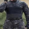 TOMITANY Men's Tactical Military Suits Long Sleeve Fitting Army Uniforms Combat Shirt and Pants with Knee Pads Black CP XXXXL view 3