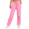 Women's Wide Leg Sweatpants Cozy Fleece Jogger Pants Straight Leg Baggy Elastic High Waisted Sweatpants Yoga Pants Pink XX-Large view 2