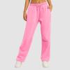Women's Wide Leg Sweatpants Cozy Fleece Jogger Pants Straight Leg Baggy Elastic High Waisted Sweatpants Yoga Pants Pink XX-Large view 4
