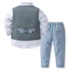 ACSUSS Kids Baby Boys Gentleman 4 Piece Clothes Set Toddler Gentlemen Wedding Suit Bow Tie Shirt Pants Outfits Light Blue 18-24 Months view 2