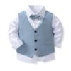 ACSUSS Kids Baby Boys Gentleman 4 Piece Clothes Set Toddler Gentlemen Wedding Suit Bow Tie Shirt Pants Outfits Light Blue 18-24 Months view 3
