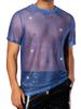 Lars Amadeus Mesh Sheer Shirts for Men's Shiny Tops Short Sleeve Disco Outfit See Through T-Shirt XX-Large Blue view 1