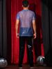 Lars Amadeus Mesh Sheer Shirts for Men's Shiny Tops Short Sleeve Disco Outfit See Through T-Shirt XX-Large Blue view 3