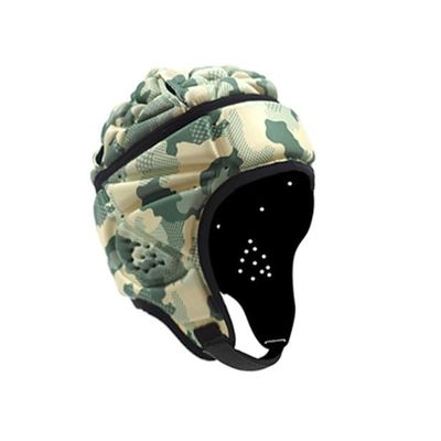 Soft Shell Protective Headgear 7 V 7 Rugby Headguards Padding Padded Helmet Goalkeeper Adjustable Soccer Goalie Helmet Support Rugby Flag Football Helmet for Children (Camouflage Green,One Size)