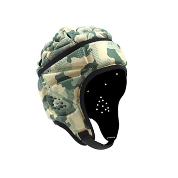 Soft Shell Protective Headgear 7 V 7 Rugby Headguards Padding Padded Helmet Goalkeeper Adjustable Soccer Goalie Helmet Support Rugby Flag Football Helmet for Children (Camouflage Green,One Size)