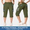 TACVASEN Hiking Capri Pants for Women Lightweight Cargo Capris Water Resistant Elastic Waist Workout Army Green S view 2