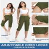 TACVASEN Hiking Capri Pants for Women Lightweight Cargo Capris Water Resistant Elastic Waist Workout Army Green S view 3