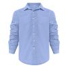 Mens Long Sleeve Cotton Linen Shirts Casual Roll-Up Sleeve Beach Shirts Loose Buttons Down Solid Plain Shirt (Large,Light Blue) view 1