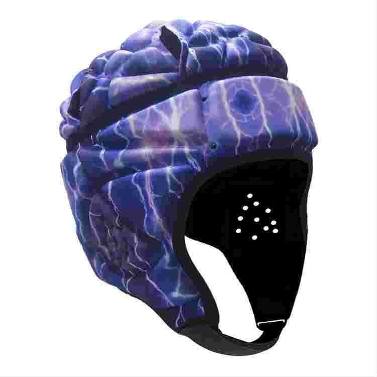 Soft Shell Protective Headgear 7 V 7 Rugby Headguards Padding Padded Helmet Goalkeeper Adjustable Soccer Goalie Helmet Support Rugby Flag Football Helmet for Children (Lightning,One Size)