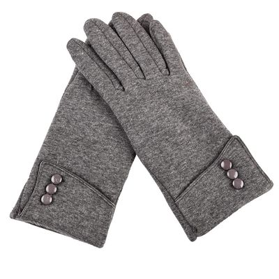 Women's Winter Suede Leather Gloves Wool Lined with Knit Cuffs Winter Gloves Women Toucscreen Ladies Gloves (Grey, One Size)