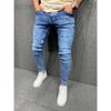 Men's Stretch Ripped Taper Jeans Slim Fit Straight Fit Denim Pants Skinny Fit Distressed Fashion Jeans (Blue,Small) view 3