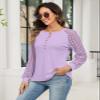 TICTICMISS Women's Lace Long Sleeve Shirts Henley Crewneck Tops Business Casual Fall Blouses Purple view 3
