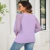 TICTICMISS Women's Lace Long Sleeve Shirts Henley Crewneck Tops Business Casual Fall Blouses Purple view 4