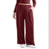 SUUKSESS Women Wide Leg Pants Elastic High Waisted Work Pants Flowy Palazzo Trouser Pants (Red Wine, S) view 1