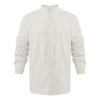 Men's Cotton Linen Long Sleeve Shirts Casual Button Down Banded Collar Yoga Shirt Dress Shirts Beach Tops (5X-Large,White) view 1