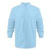 Men's Cotton Linen Long Sleeve Shirts Casual Button Down Banded Collar Yoga Shirt Dress Shirts Beach Tops (5X-Large,Light Blue) view 1