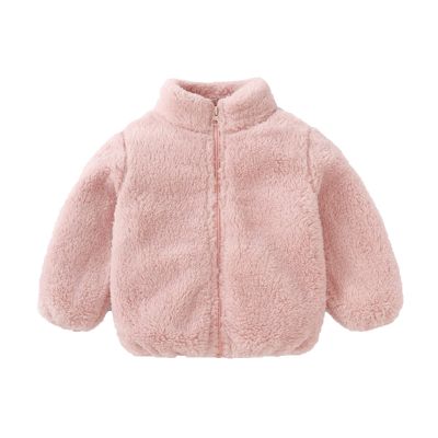 Betadog Girls Zip Up Outerwear girls Long Sleeve Cropped Zip Up Kids Girl's Warm Loose Pullover Jacket (Pink, 3-4 Years)