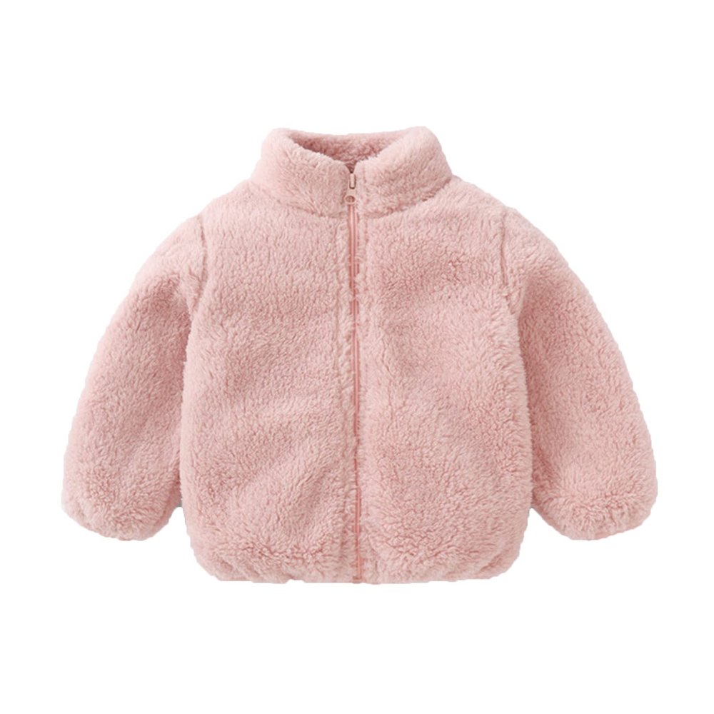 Betadog Girls Zip Up Outerwear girls Long Sleeve Cropped Zip Up Kids Girl's Warm Loose Pullover Jacket (Pink, 3-4 Years)