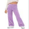 Haloumoning Girl's Flare Pants Kids High Waisted Button Multiple Pockets Yoga Bootcut Pants Full Length Bell Bottoms Purple view 1
