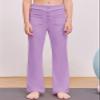 Haloumoning Girl's Flare Pants Kids High Waisted Button Multiple Pockets Yoga Bootcut Pants Full Length Bell Bottoms Purple view 2