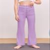 Haloumoning Girl's Flare Pants Kids High Waisted Button Multiple Pockets Yoga Bootcut Pants Full Length Bell Bottoms Purple view 3