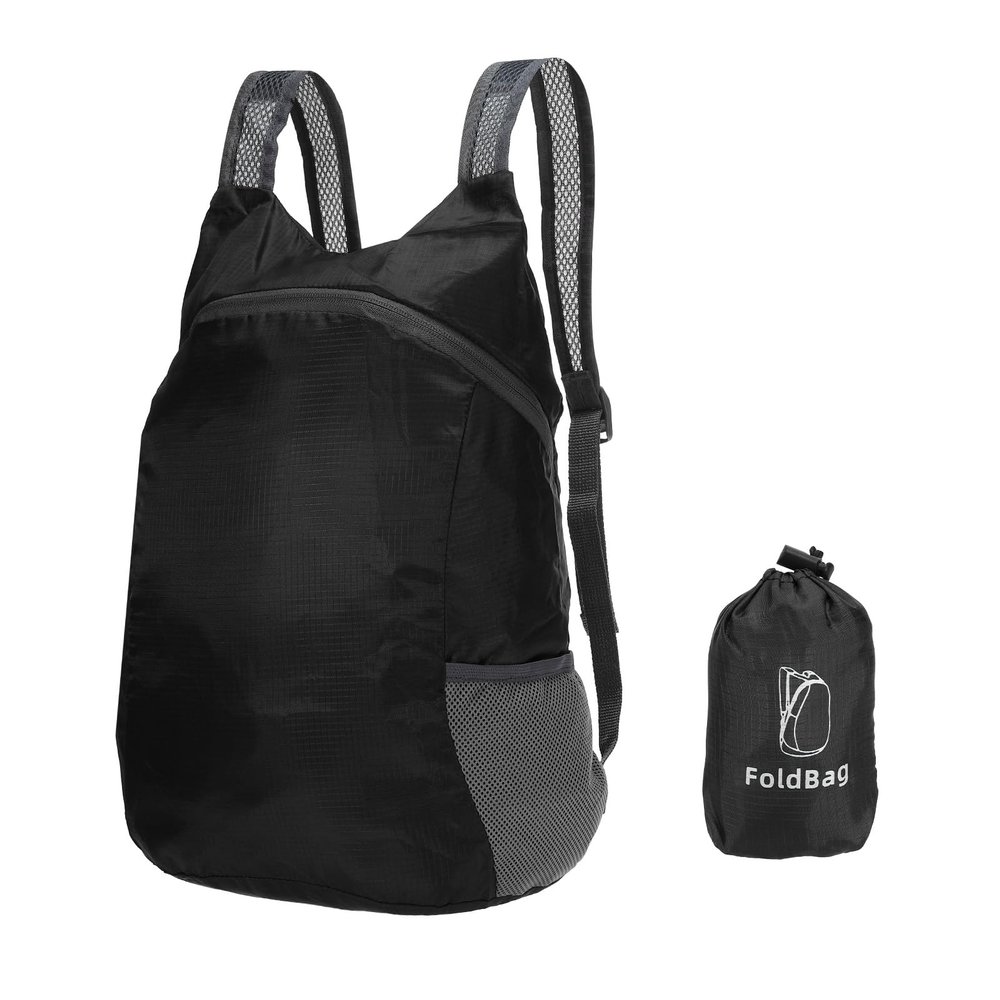 PATIKIL Hiking Backpack, 15L-20L Packable Lightweight Backpack Daypack Small Foldable Outdoor Camping Cycling Backpacking Shoulder Bag, Black