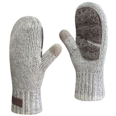 Jkulrki Mens Ragg Wool Mittens Sherpa Lined Cold Weather Touchscreen Knit Mitt Warm for Winter