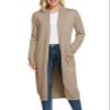 GRACE KARIN Essential Solid Open Front Maxi Long Knitted Cardigan Sweater for Women Apricot view 1
