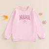 Winioder Mommy and Me Matching Outfits Cute Bow Mama and Mini Long Sleeve Crewneck Sweatshirt Tops Mother Baby Matching Clothes (Women, L, Pink) view 2