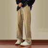 DGHM-JLMY Men's Straight Wide-Leg Casual Jeans Regular Fit Loose Pocket Decoration Jeans Elastic Waist Denim Pants (Khaki,Medium) view 3