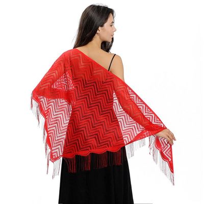 NevStp Pure Color Lace Triangle Scarf Women Evening Dresses Shawl Hollow Mesh Bridal Bridesmaid Wedding Party Shawl Lady Capes Wraps,red