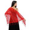 NevStp Pure Color Lace Triangle Scarf Women Evening Dresses Shawl Hollow Mesh Bridal Bridesmaid Wedding Party Shawl Lady Capes Wraps,red view 1