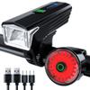 2025 Anti-Glare Front Rear Sensor 3000 Bike Lights, 5+6 Kind Warning Modes Bicycle Light and Tail Light Set, Long Time Waterproof Bike Accessories for Night Riding City Streets Mountain, Black view 1