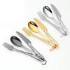 GOODJAYVEN Silverware Flatware Set, 3/12/18/24/30/36 Pieces Outdoor Camping Tableware Stainless Steel Knife, Fork And Spoon Camping Travel Picnic Portable Outdoor Tableware(Gold,18 Pieces for 6) view 3