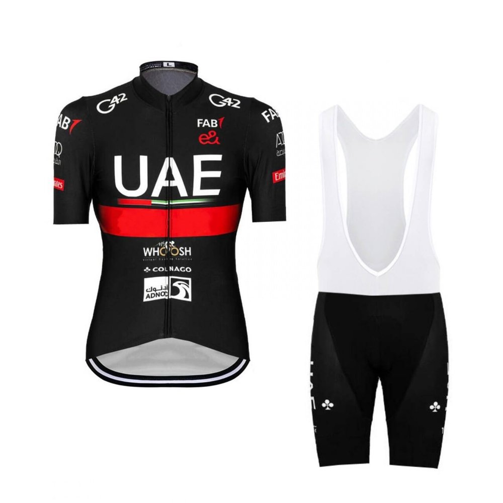 2023 Pro Team UAE Black Cycling Jersey Set For Men,Breathable MTB Bike Shirt Bib Short Kits GEL Paddad (3XL)