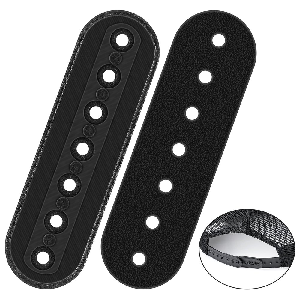 Dunkive 2 Pack Hat Extender, Hat Size Extension Accessories, Made of 3D Printed, Holes Adjustable Cap Half Size Extender, Hats Snap Buckle Replacement for Caps Repairing, Black